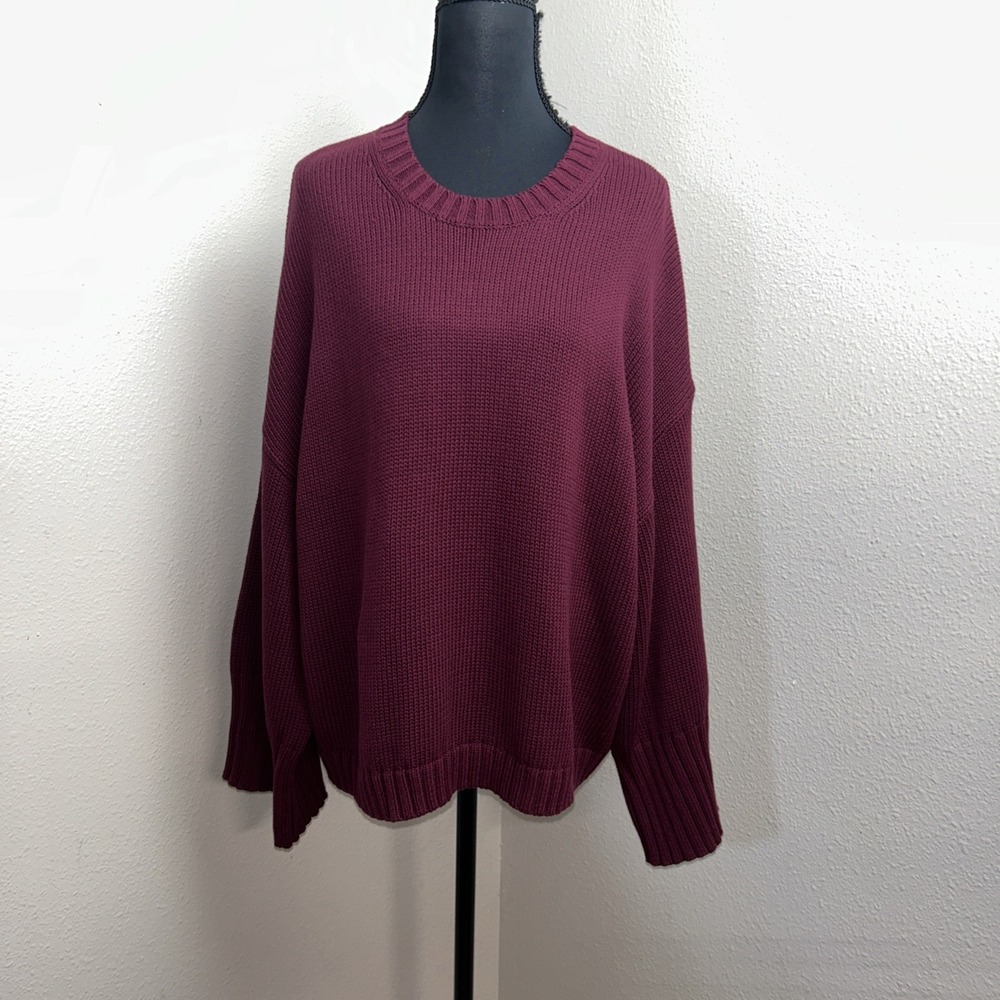 New‎ Zaket & Plover Knit Pullover Sweater Women's Large Maroon & Blue 3/4 Sleeve